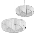 Brown And Beige Woven Wooden Chandelier With Intricate Circular Design