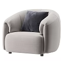 Light Gray Single Sofa With Dark Cushion And Modern Rounded Arm Design 3d model
