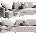 Modern Multiplayer Sofa Three-Seat Sofa 3d model