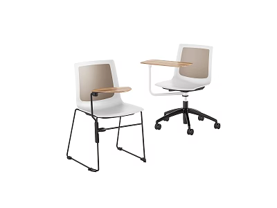Modern Office Chairs With Table Tray Wheeled And Fixed Leg Designs 3d model