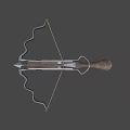 Antique Crossbow Weapon With Wooden Grip Metal Frame And Bowstring Design Structure 3d model