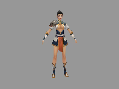 Game Movie Female Character In Traditional Armor With Decorative Costume Elements 3d model
