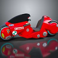 Red Streamlined Motorcycle With Canon And Coca-Cola Logos On Reflective Surface 3d model