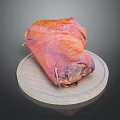 Fresh Animal Meat With Skin On Wooden Cutting Board Showing Red And Orange Color