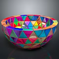 Colorful Geometric Dinnerware Set With Triangular Pattern Bowl And Vibrant Modern Design
