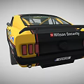 Yellow And Black Race Car With Sponsor Stickers And Classic Racing Design