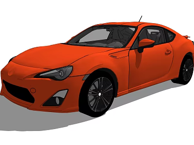 Orange Two Door Sports Car With Black Alloy Wheels And Sleek Exterior Design 3d model