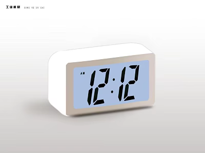 White Digital Clock With Blue Display Showing Time As Daily Electrical Appliance 3d model