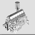 High Performance Industrial Equipment Engine Featuring Heavy Duty Mechanical Components And Metallic Structure 3d model