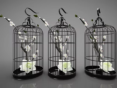 New Chinese-style Birdcage Decorative Ornaments 3d model