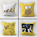 Yellow White Cartoon Character Pillows With Fun Patterns And Decorative Text Designs