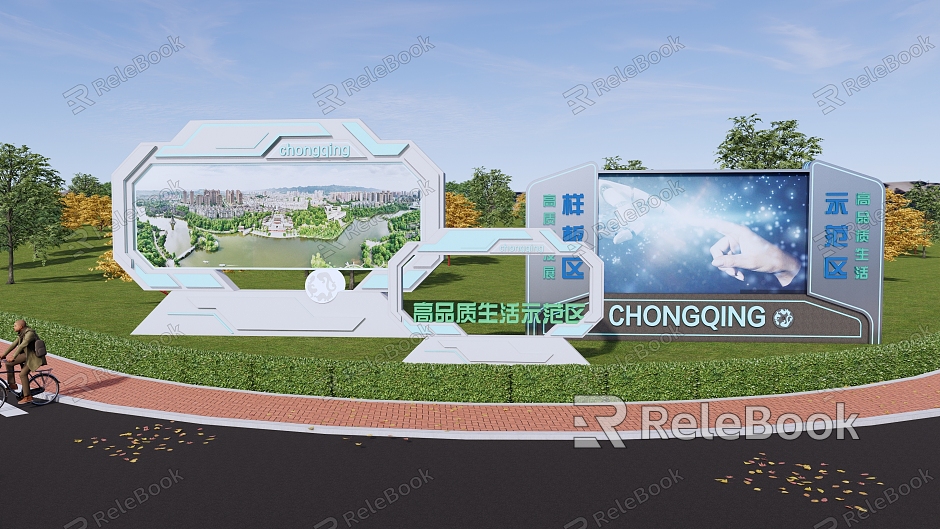 Highway billboard display truss tripod column billboard highway billboard model