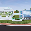 Highway billboard display truss tripod column billboard highway billboard 3d model