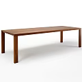 Simple Wooden Dining Table With Long Rectangular Top And Solid Legs 3d model