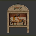 Ancient Egyptian Decorated Chest With Painted Scenes Hieroglyphics Curved Lid And Legs