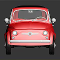 Red Vintage Car with Black Roof and White Wheels Featuring Round Design