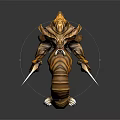 Dragon Like Mythical Creature with Golden Brown Stripes Sharp Claws Horns and Scaly Body