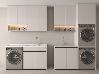 modern washing machine counter cabinet washer dryer 3d model