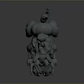 Mythical Creature 3D Model With Antler Lion Body And Decorative Tail