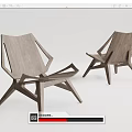 Modern Wooden Lounge Chairs With Geometric Frame Design In Set Of Two