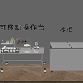 Practical Kitchen Equipment With Mobile Workbench And Freezer For Home Use