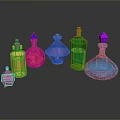 Vibrant Colorful Decorative Glass Bottles With Various Shapes And Small Cone Accessory For Home Decoration