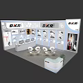 BKR Exhibition Booth With Modern Design Counter Seats And Displayed Products
