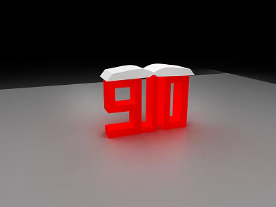 Red Number 90 With White Top Modern 3D Display On Gray Surface Black Background 3d model