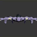 Fantasy Warrior Character in Purple Silver Armor with Arms Outstretched Stance 3D Model Design