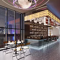 Contemporary Bar Interior Design With Stylish Counter Stools Wine Racks Refrigerators And Modern Lighting