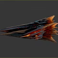 Futuristic Mechanical Weapon With Blue Body Red Spikes And Glowing Red Accents