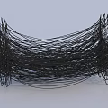 Modern Abstract Sculpture Made Of Black Metal Wires In Curved Twisted Shape