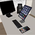 Modern Computer Workspace Setup With Monitor Tablet Keyboard And Smartphone Devices