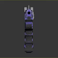 Futuristic Pistol Weapon Featuring Purple Grip Blue Accents Detailed Muzzle And Metallic Finish