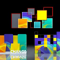 Vibrant Geometric Blocks Abstract Art 3D Installation Reflective Floor Photo Check-in Spot