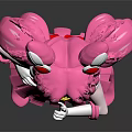 Magical Pink Haired Character With Cat Ear Decoration And Red Bow Outfit