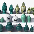 New Chinese-style ceramic utensils and accessories combination 3d model