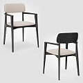 Modern Dining Chair With Light Upholstered Seat And Dark Wooden Frame In Neutral Room