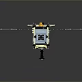 Detailed Satellite Structure With Purple Solar Panels Golden Body And White Antennas