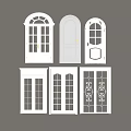 White Double Doors In Various Styles Featuring Arched Design For Home Interior 3d model