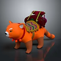 Red Panda Character with Colorful Backpack and Red Collar 3D Modeled Design