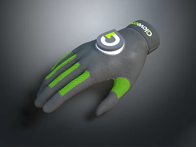 COROS Gray Green Sports Gloves With Palm Anti Slip Patterns And Back Circular Logo 3d model