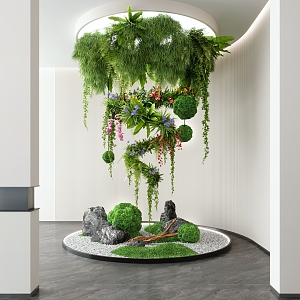 Modern indoor landscape landscaping plant device stone plant pile hanging plant 3d model