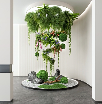 Modern indoor landscape landscaping plant device stone plant pile hanging plant 3d model