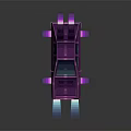 Purple Futuristic Pixel Style Car With Glowing Blue Headlights And Purple Taillights