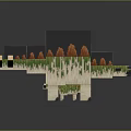 Detailed Block Style Large And Small Dinosaur Model Figures With Green Moss And Orange Spines