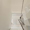 Modern Minimalist Entryway Hallway Interior Design With Glass Railing And Ceiling Lights