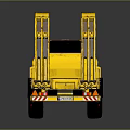 Yellow Flatbed Trailer With Long Flatbed Platform Dual Wheels And Rear Ramp 3d model