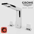 Modern Sleek Chrome Faucet with Two Handle Controls and Contemporary Design 3d model