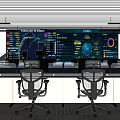 Modern Monitoring Room Command and Control Hall Monitoring Hall Dispatching Command Center Office Desk and Chair 3d model